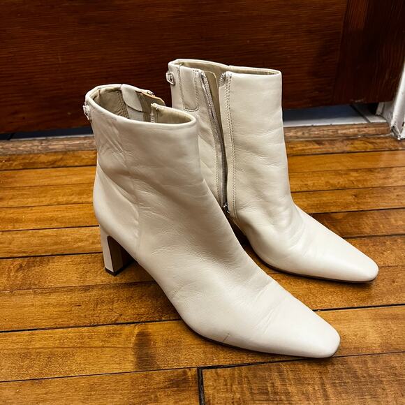 Sam Edelman Shoes - Sam Edelman Women's Saige Ivory Leather Booties Shoes 6 (M) Boots